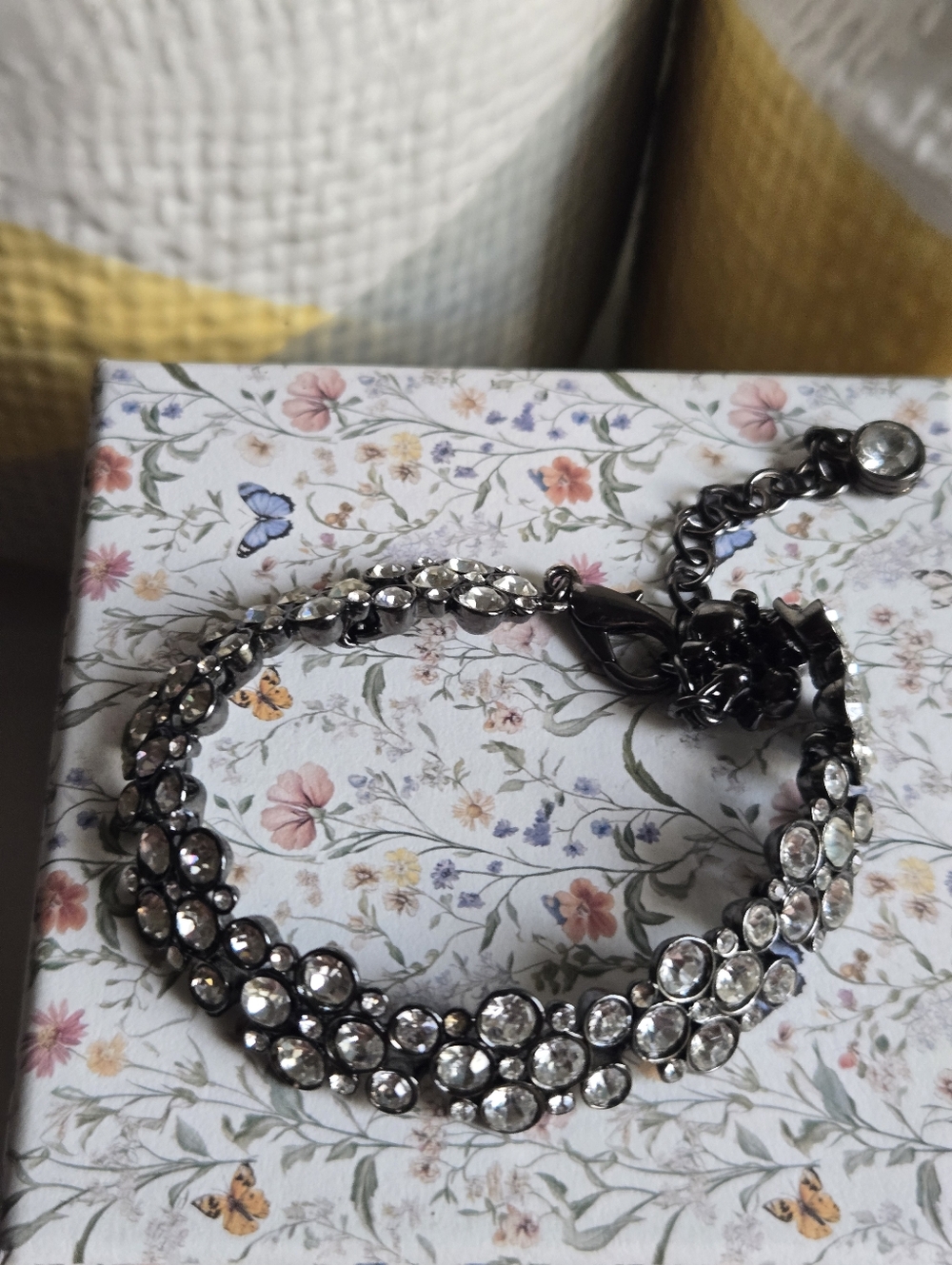 Vintage EUC Givenchy Gunmetal Crystal Pavé Double-Row Bracelet